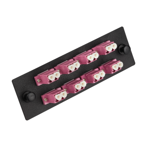 Adapter faceplate with adapters for LAN-FOBM enclosure
